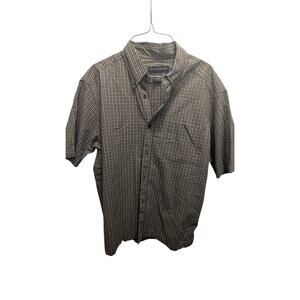 Banana Republic Men's Shirt L Brown Gingham Check Short Sleeve Button-Up Casual